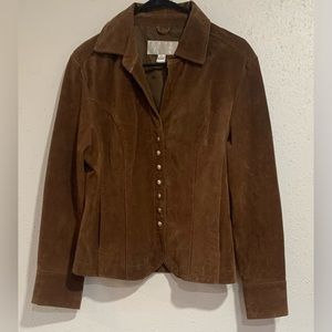 Vintage Christopher & Banks Medium Leather Snap Button Jacket